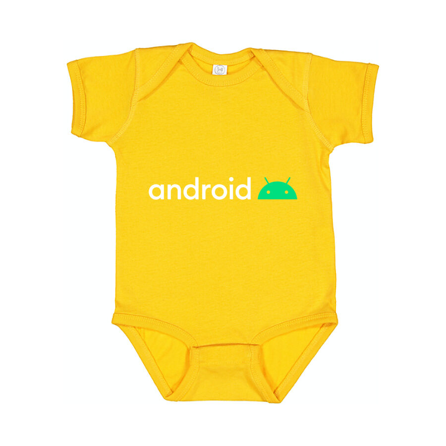 Android White Logo Baby Romper Onesie - Yellow