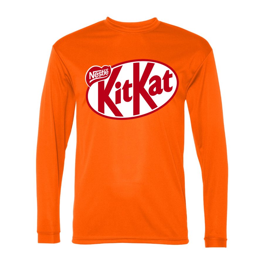 Men's Kit Kat food Polyester Long Sleeve T-Shirt - Safety Orange