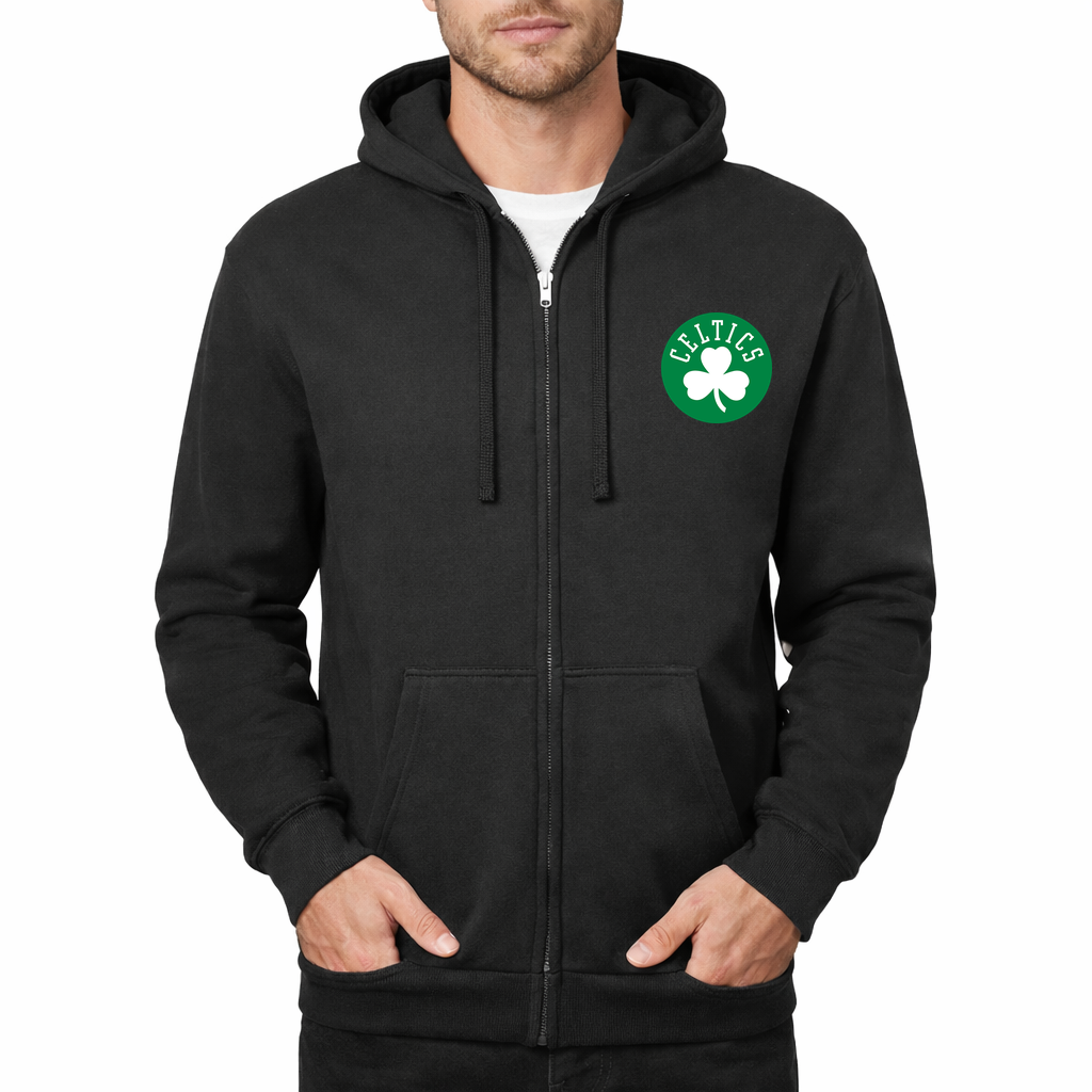 Men's Boston Celtics Zipper Hoodie - Black