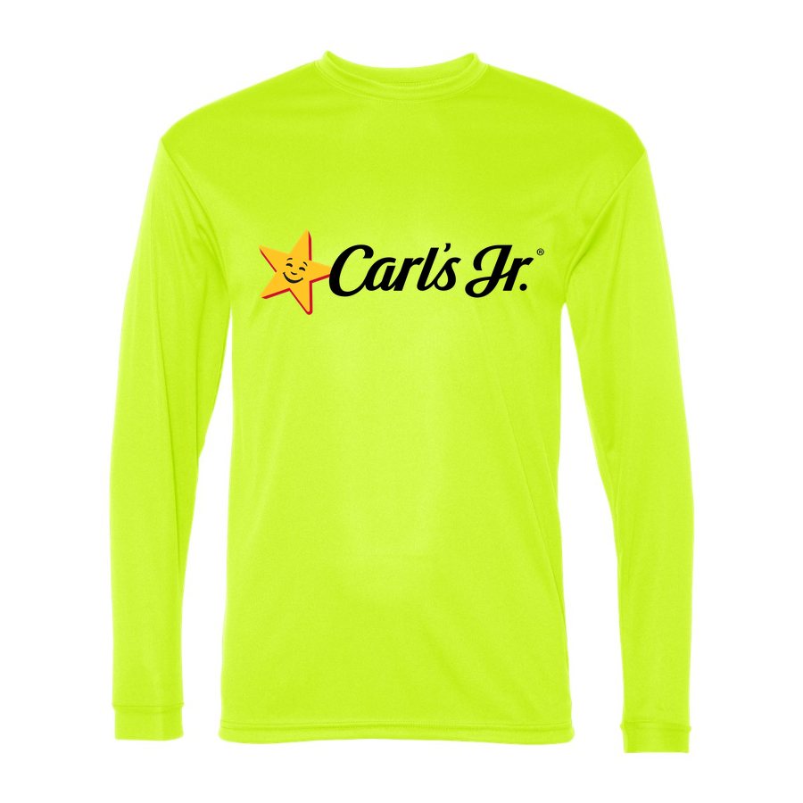 Men's Carl's Jr. Polyester Long Sleeve T-Shirt - Safety Yellow