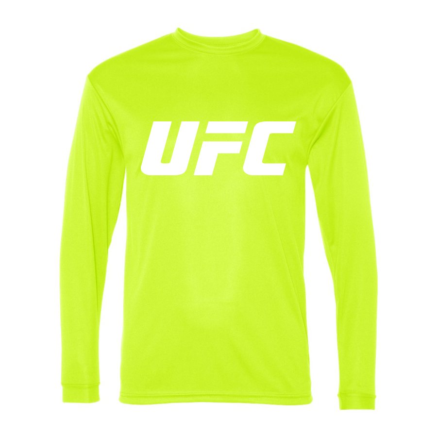 Men's UFC White Logo Polyester Long Sleeve T-Shirt - Safety Yellow