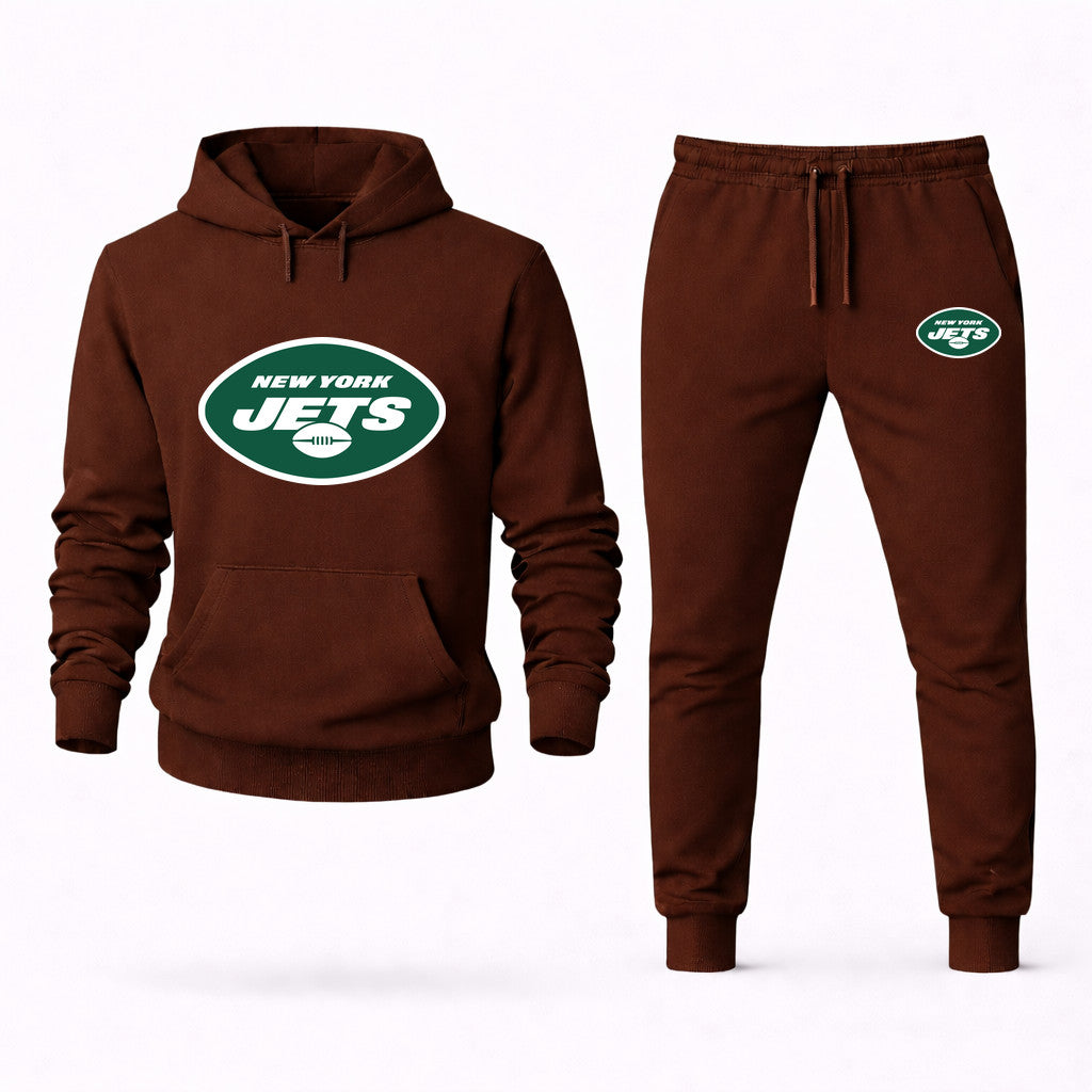 New York Jets Hoodie and Joggers Set - Brown