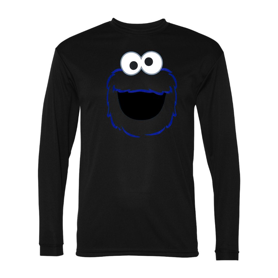 Men's Cookie Monster Polyester Long Sleeve T-Shirt - Black