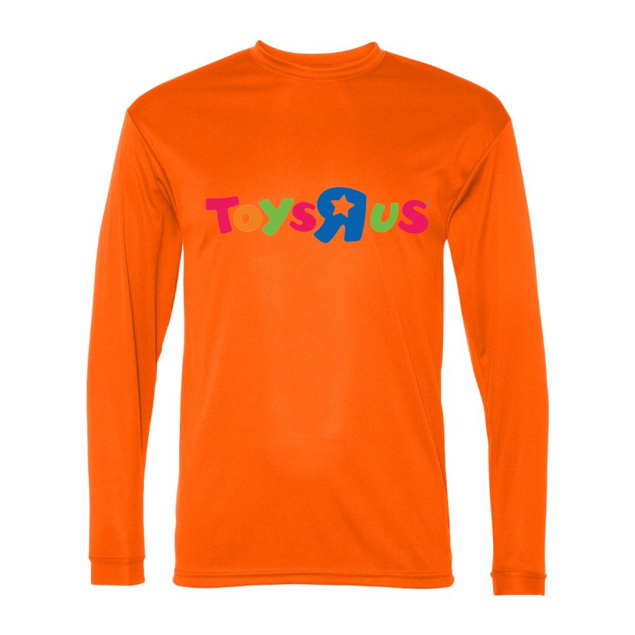 Men's Toys R Us Polyester Long Sleeve T-Shirt - Safety Orange