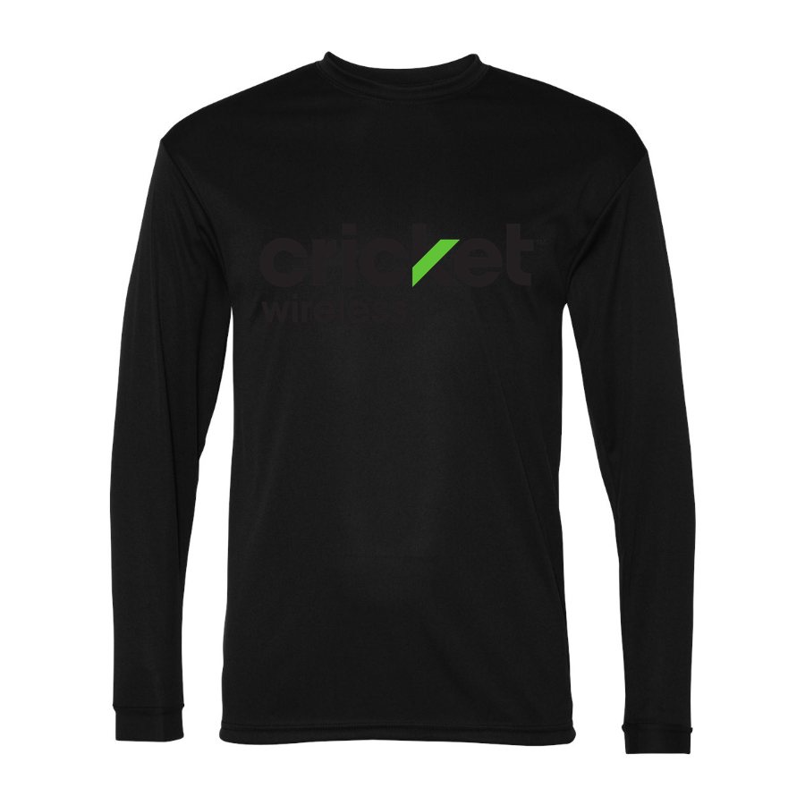 Men's Cricket Wireless Polyester Long Sleeve T-Shirt - Black
