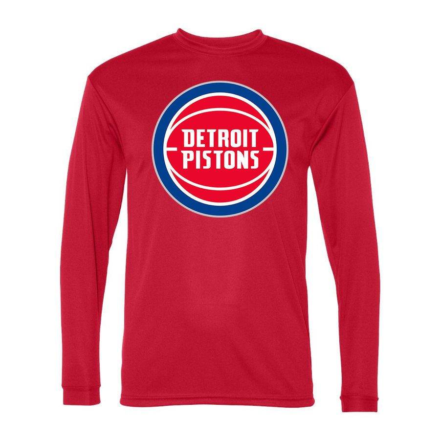 Men's Detroit Pistons Polyester Long Sleeve T-Shirt - Red
