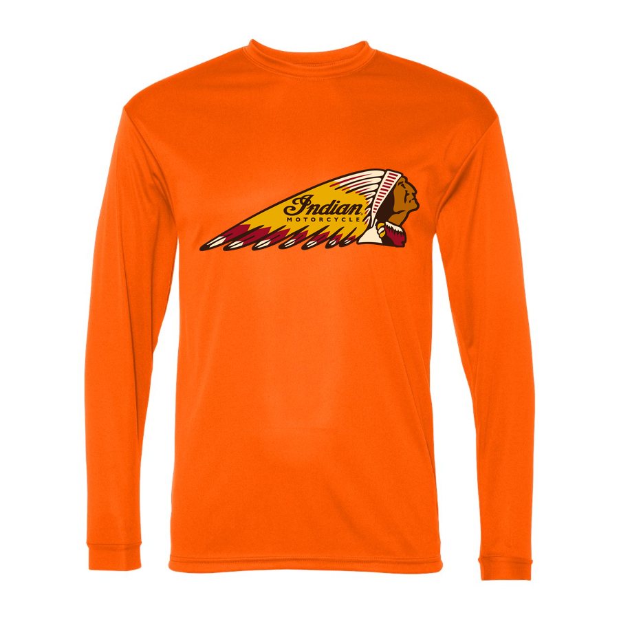 Men's Indian Motorcycle Polyester Long Sleeve T-Shirt - Safety Orange