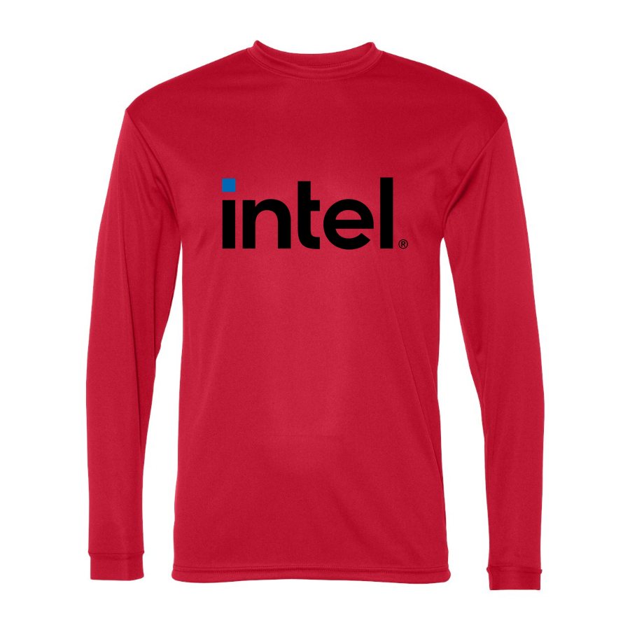 Men's Intel Polyester Long Sleeve T-Shirt - Red