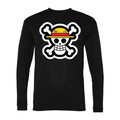 Men's Straw Hat Luffy Polyester Long Sleeve T-Shirt - Black