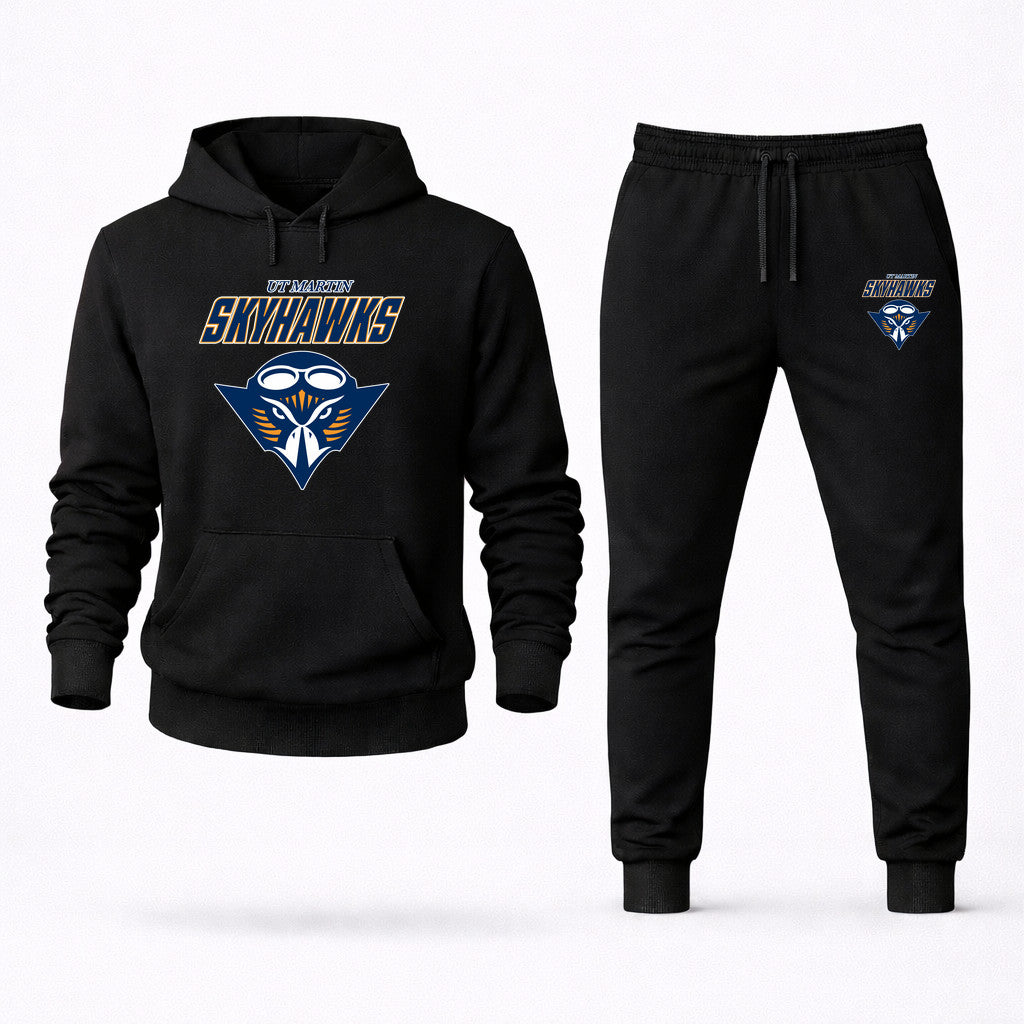 UT Martin Skyhawks Design 2 Hoodie and Joggers Set - Black