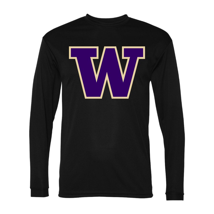 Men's Washington Huskies Polyester Long Sleeve T-Shirt - Black