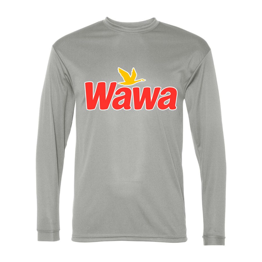 Men's Wawa Gas Station Polyester Long Sleeve T-Shirt - Silver
