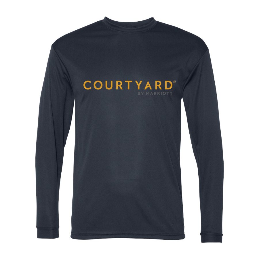 Men's Courtyard Polyester Long Sleeve T-Shirt - Navy