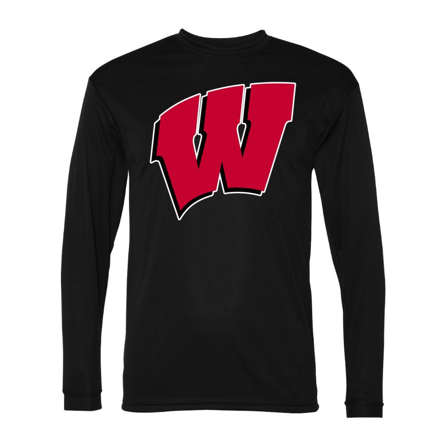 Men's Wisconsin Badgers Polyester Long Sleeve T-Shirt - Black