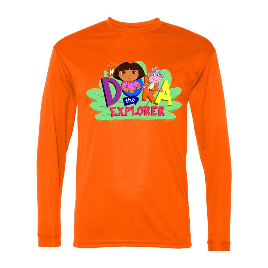 Men's Dora the Explorer Polyester Long Sleeve T-Shirt - Safety Orange