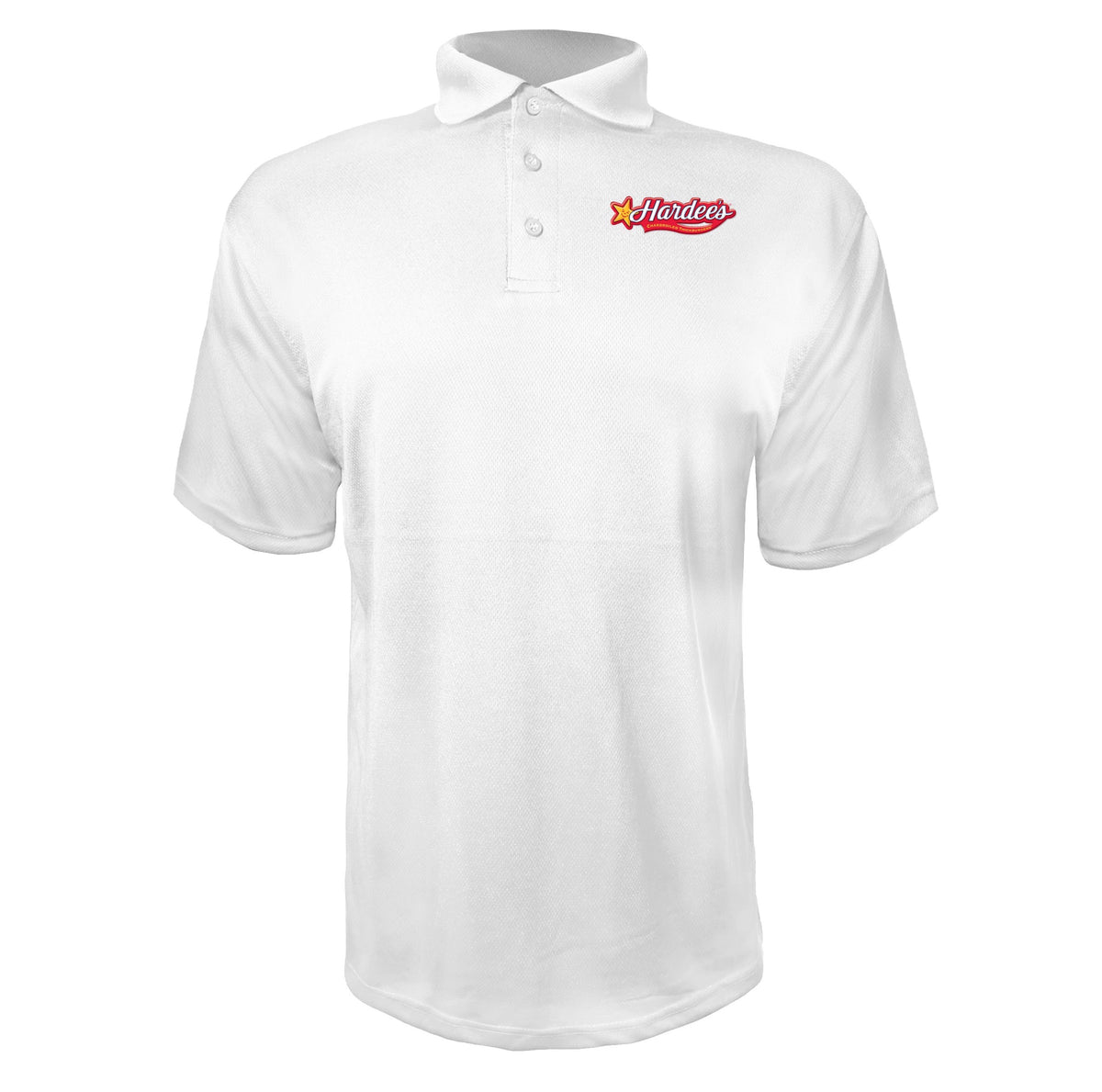 Hardees men's polyester polo in White