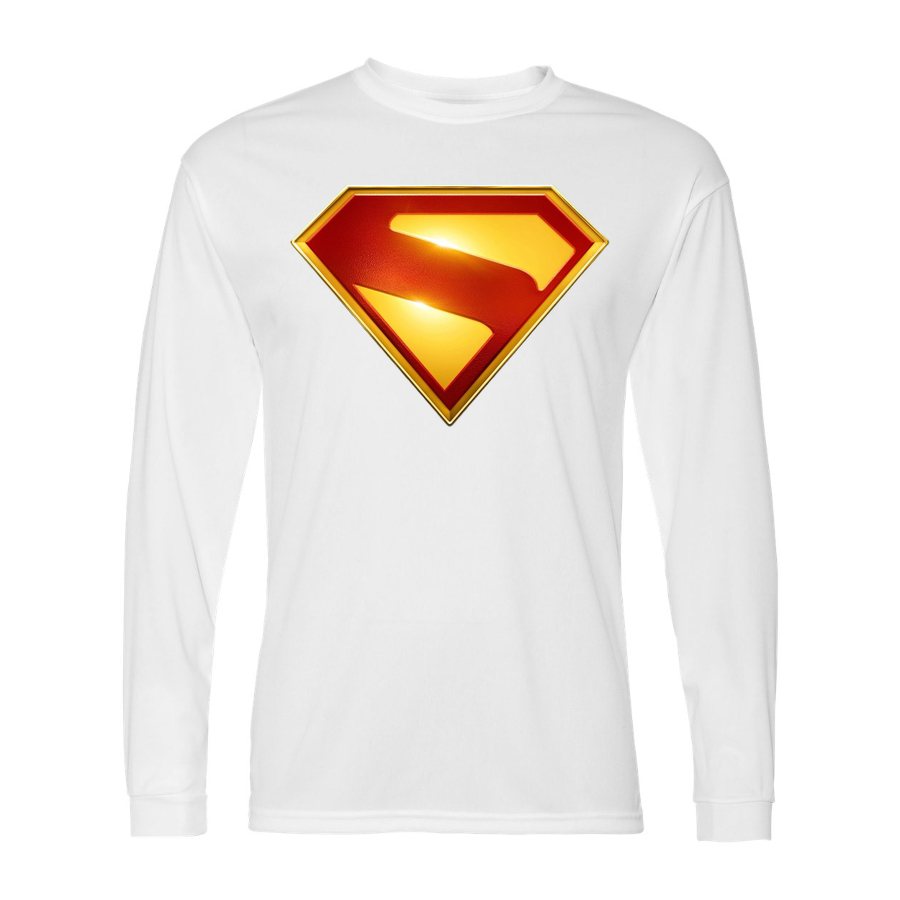 Men's Superman 2025 Polyester Long Sleeve T-Shirt - White