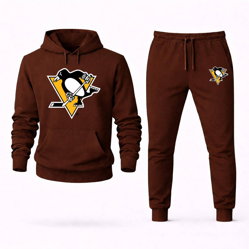 Pittsburgh Penguins Hoodie and Joggers Set - Brown