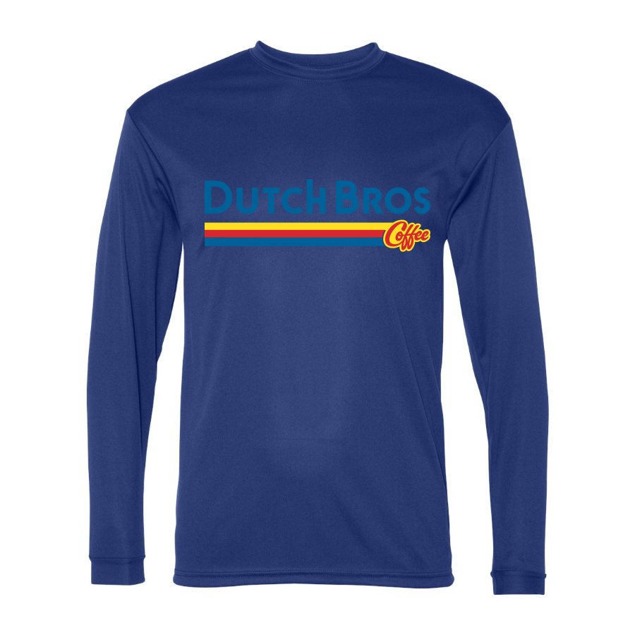 Men's Dutch Bros Coffee Polyester Long Sleeve T-Shirt - Royal Blue
