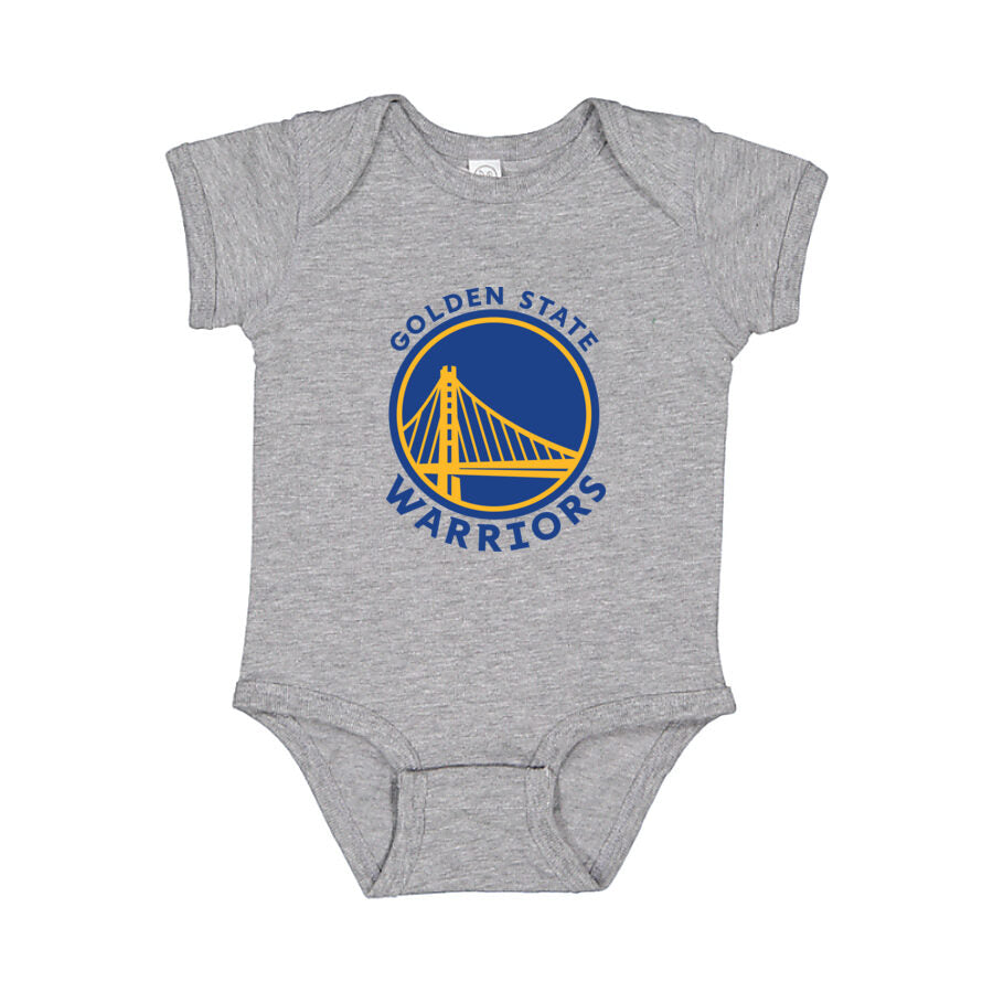 Golden State Warriors Blue Logo Baby Romper Onesie - Gray