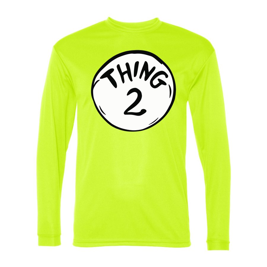 Men's Dr. Seuss Thing 2 Polyester Long Sleeve T-Shirt - Safety Yellow