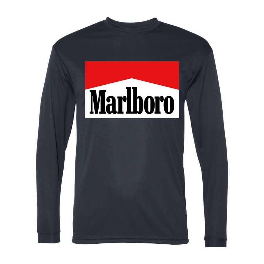 Men's Marlboro Polyester Long Sleeve T-Shirt - Navy