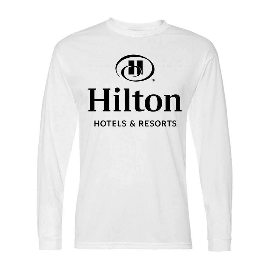 Men's Hilton Polyester Long Sleeve T-Shirt - White