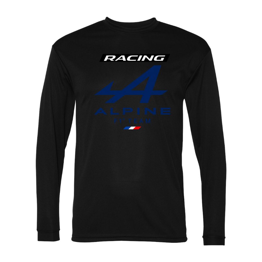 Men's Alpine F1 Team Polyester Long Sleeve T-Shirt - Black