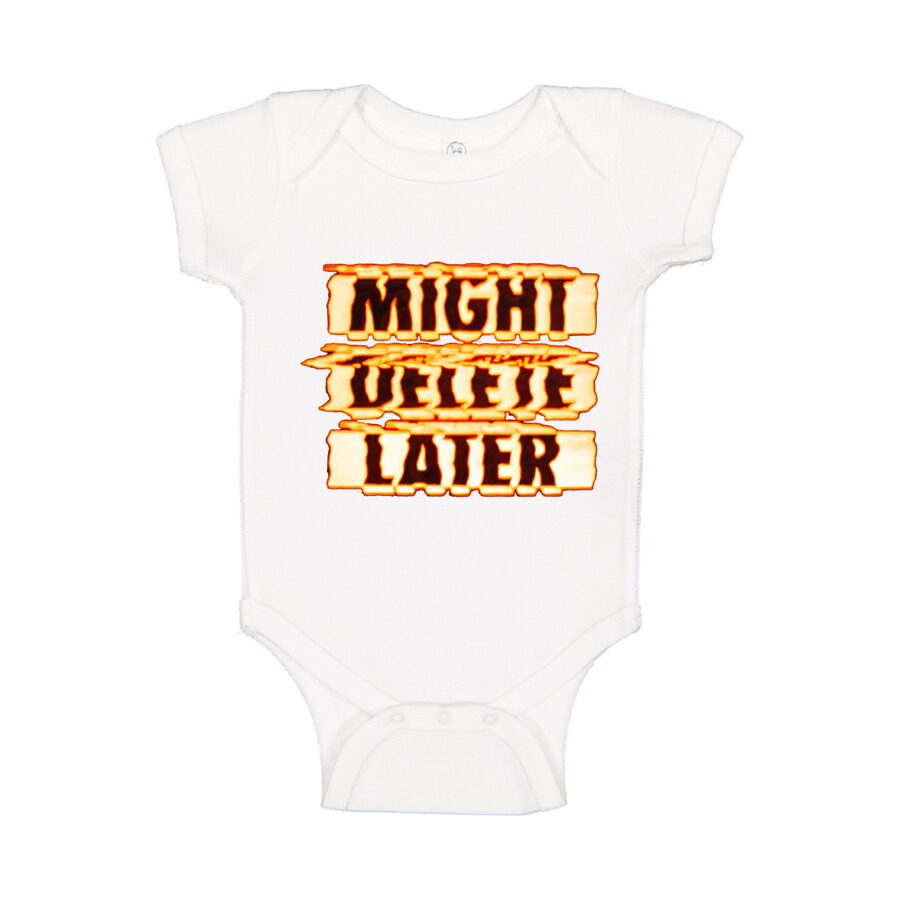 Might Delete Later Baby Romper Onesie - White