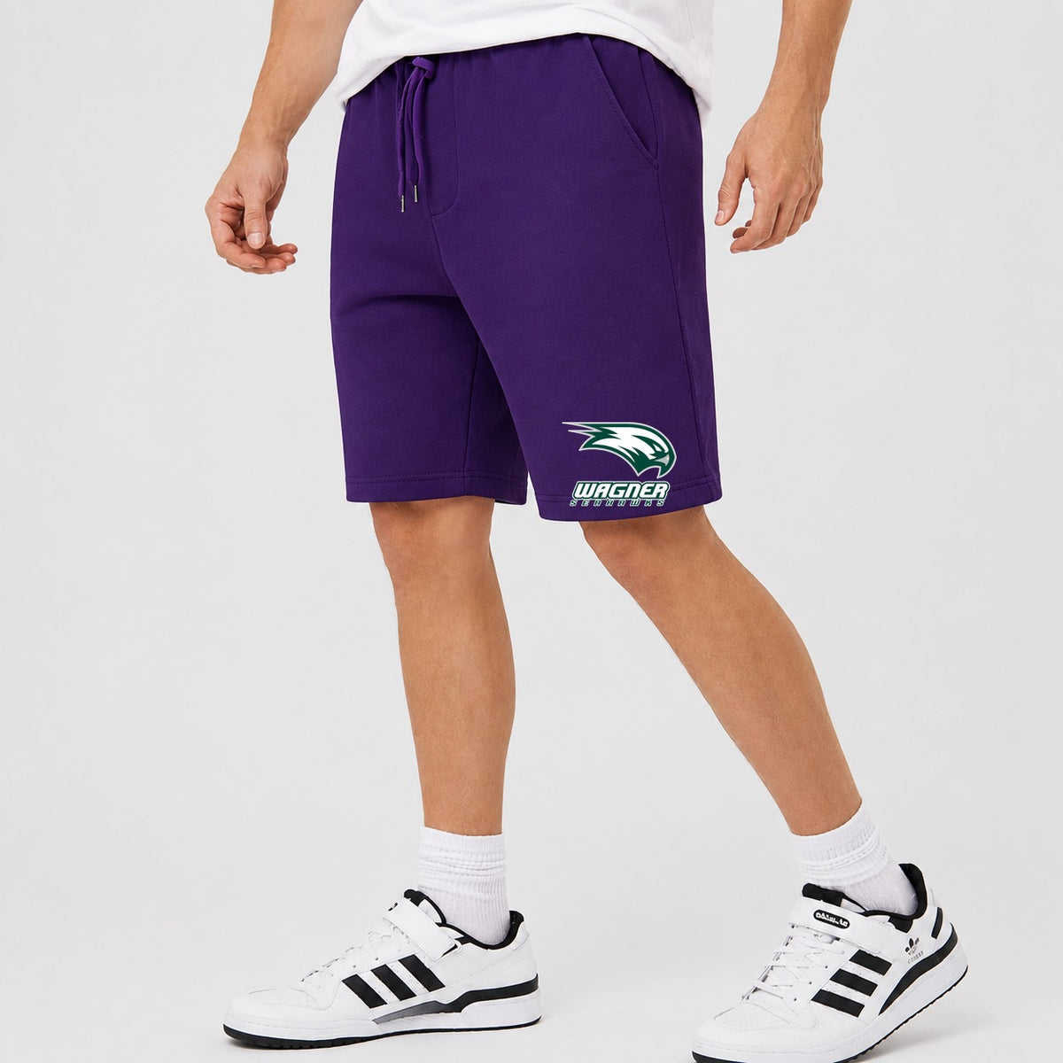 Men's Wagner Seahawks Logo Cotton Shorts - Purple