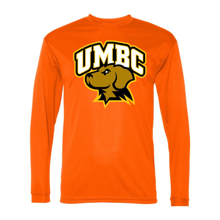 Men's UMBC Retrievers Polyester Long Sleeve T-Shirt - Safety Orange