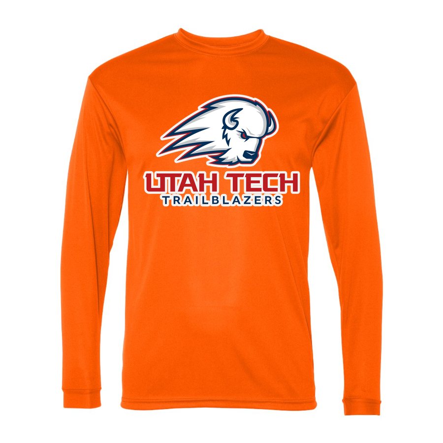 Men's Utah Tech Trailblazers Polyester Long Sleeve T-Shirt - Safety Orange