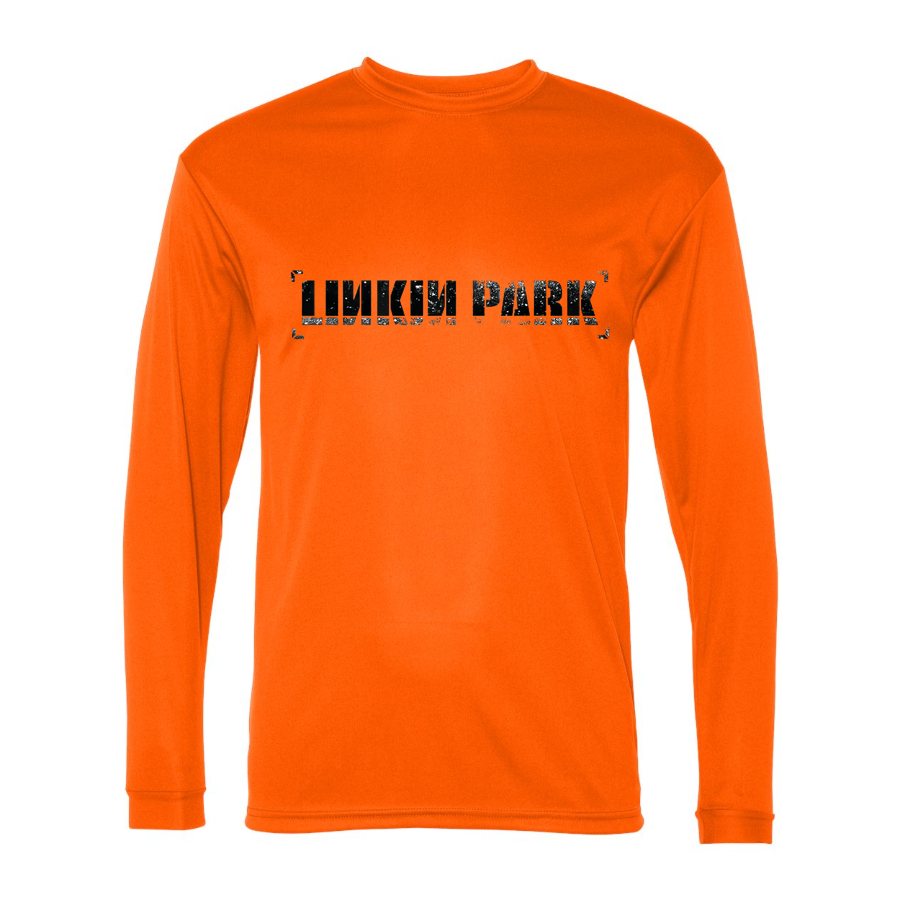 Men's Linkin Park Polyester Long Sleeve T-Shirt - Safety Orange