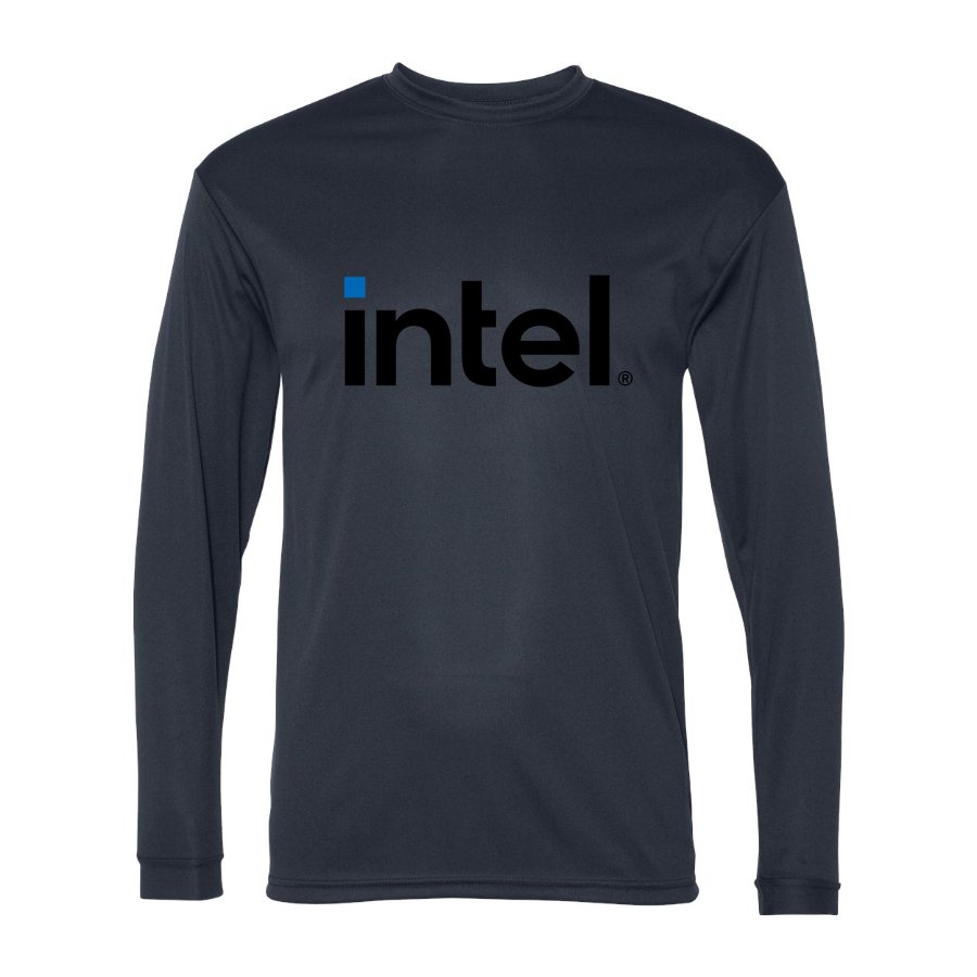 Men's Intel Polyester Long Sleeve T-Shirt - Navy