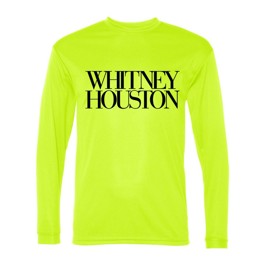 Men's Whitney Houston Polyester Long Sleeve T-Shirt - Safety Yellow