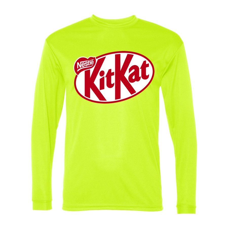 Men's Kit Kat food Polyester Long Sleeve T-Shirt - Safety Yellow