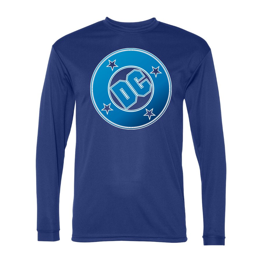 Men's DC Comics Polyester Long Sleeve T-Shirt - Royal Blue