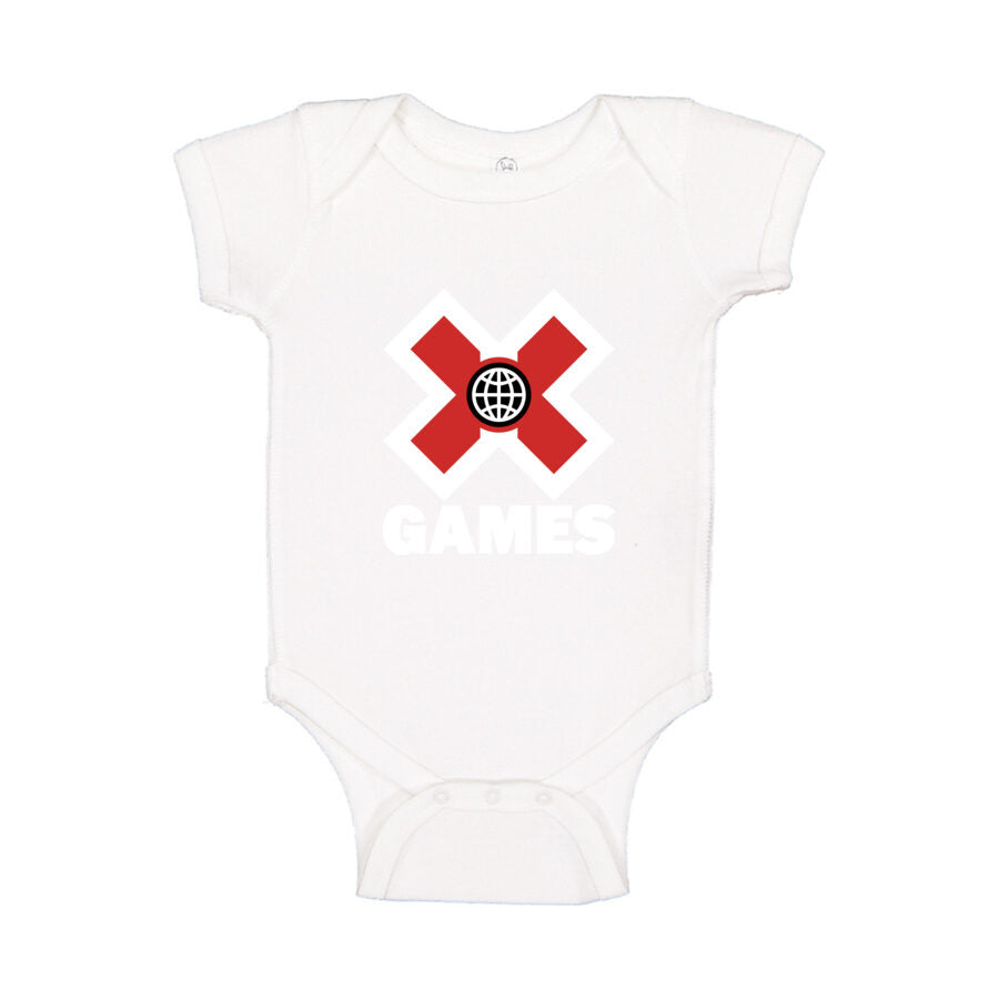 X Games White Logo Baby Romper Onesie - White