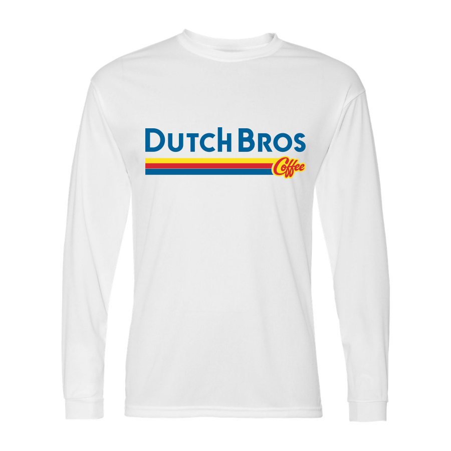Men's Dutch Bros Coffee Polyester Long Sleeve T-Shirt - White