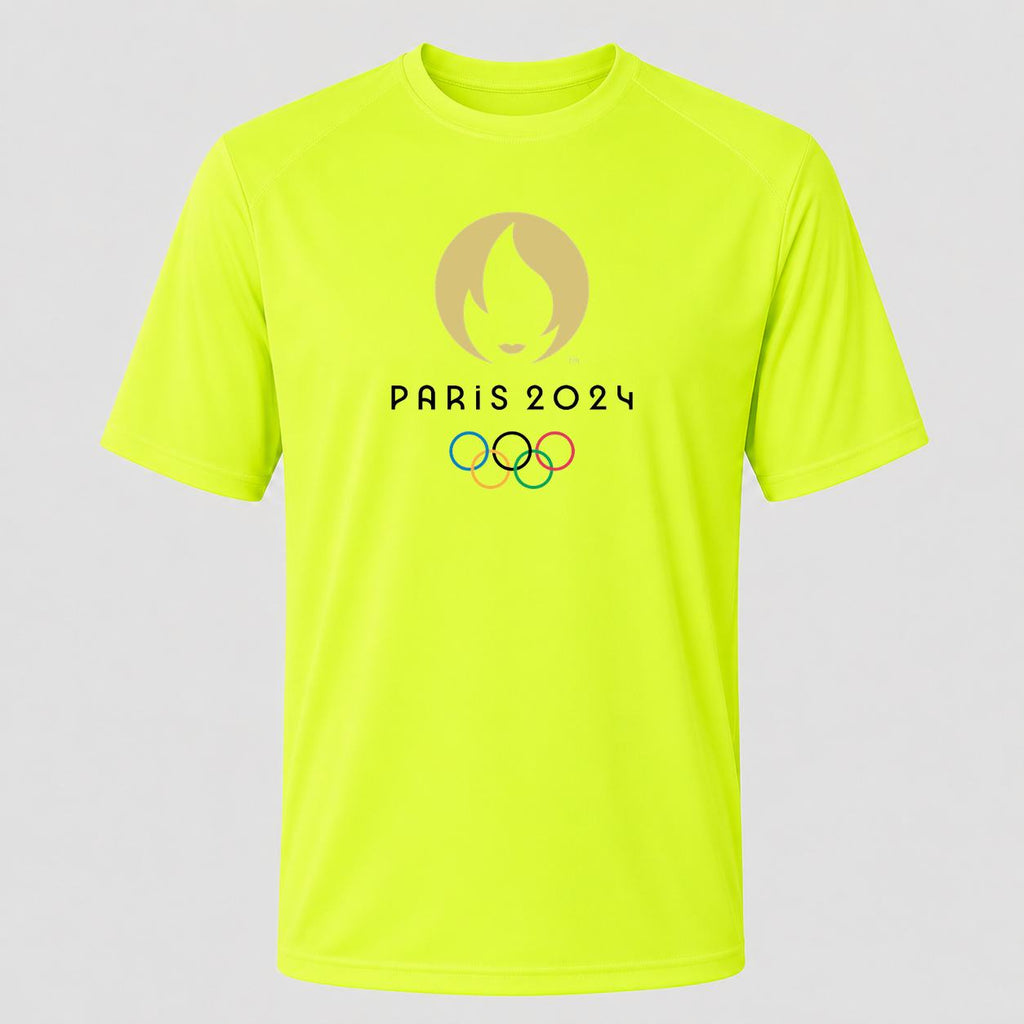 Men's Olympics 2024 Paris Black Performance T-Shirt - Safety Green