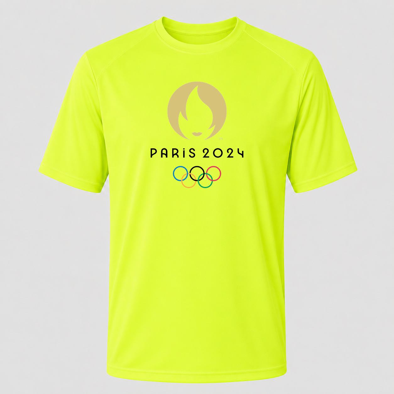 Men's Olympics 2024 Paris Black Performance T-Shirt - Safety Green