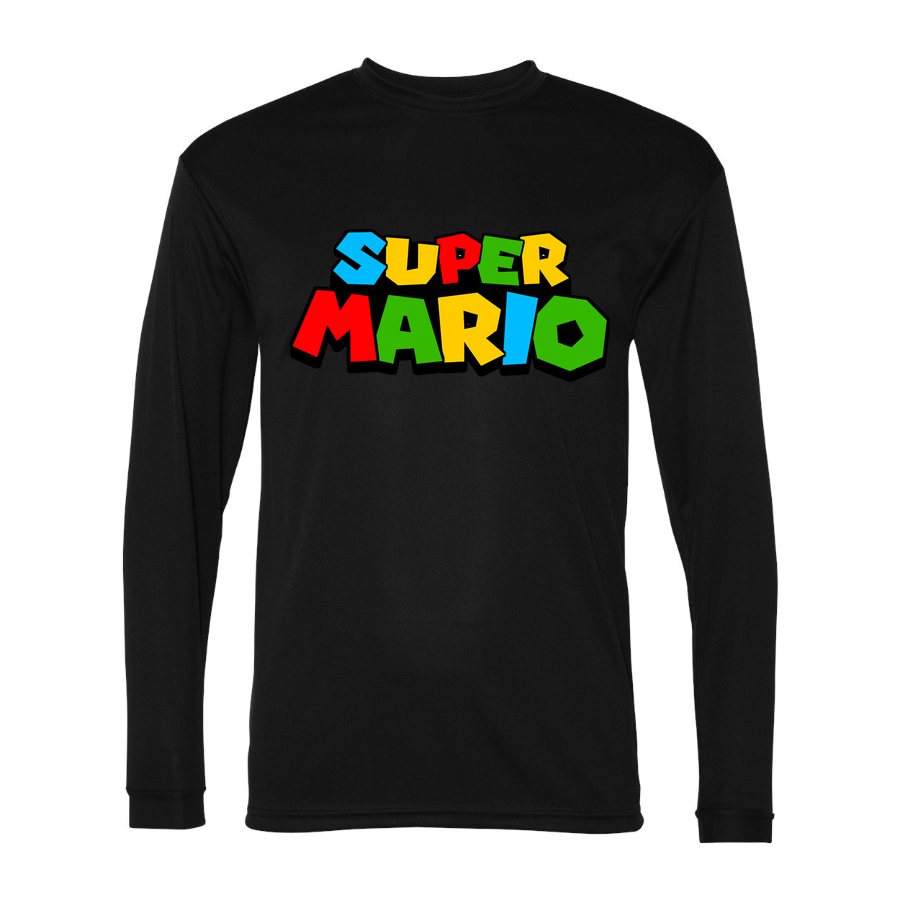 Men's Super Mario Polyester Long Sleeve T-Shirt - Black