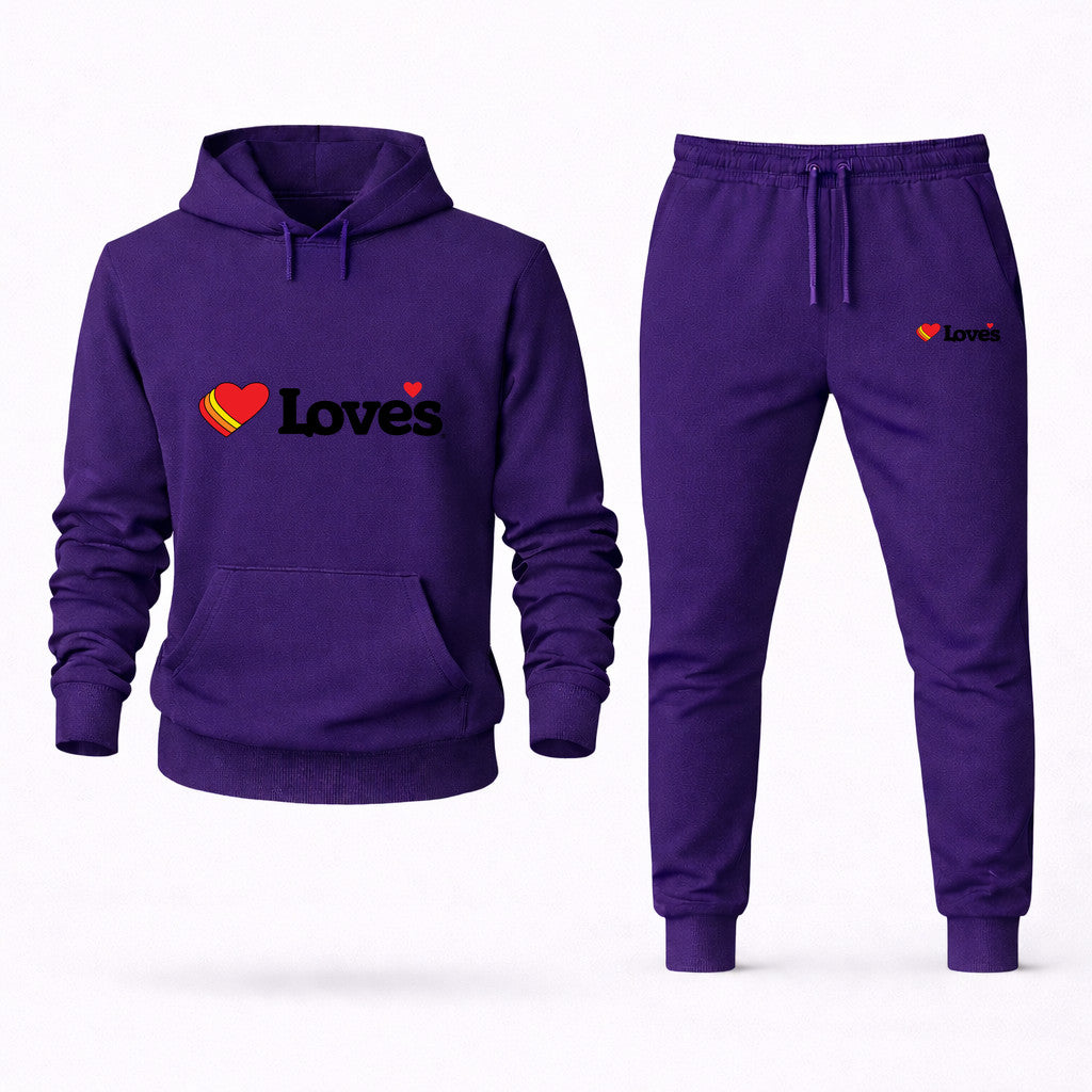 Love's Travel Stops Hoodie and Joggers Set - Purple