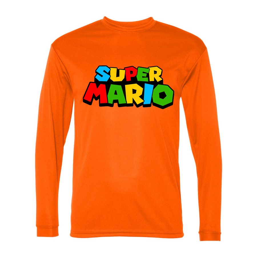 Men's Super Mario Polyester Long Sleeve T-Shirt - Safety Orange