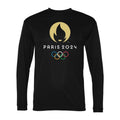 Men's Olympics 2024 Paris White Polyester Long Sleeve T-Shirt - Black