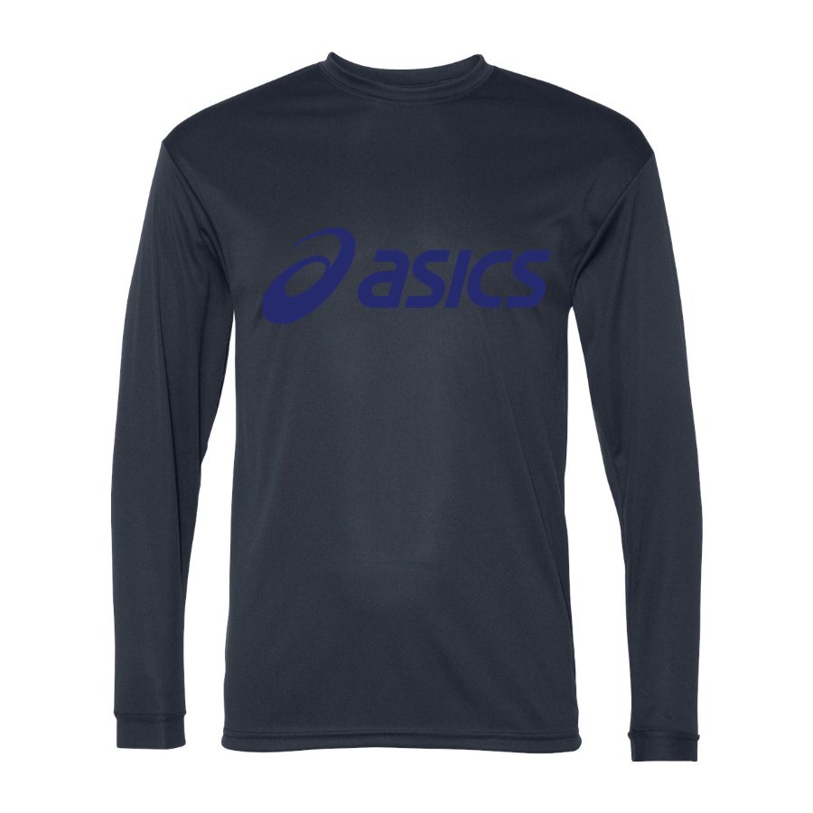 Men's Asics Polyester Long Sleeve T-Shirt - Navy