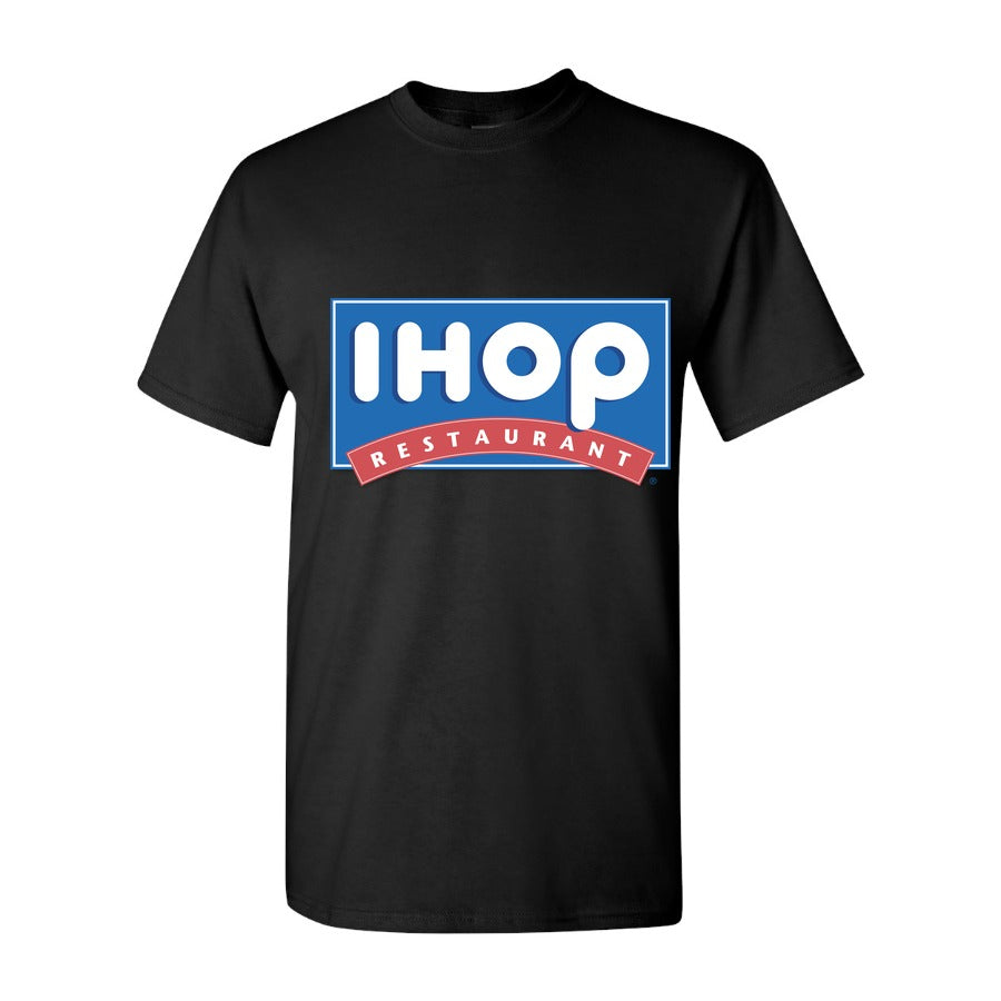 Men's ihop logo png transparent Cotton T-Shirt - Black