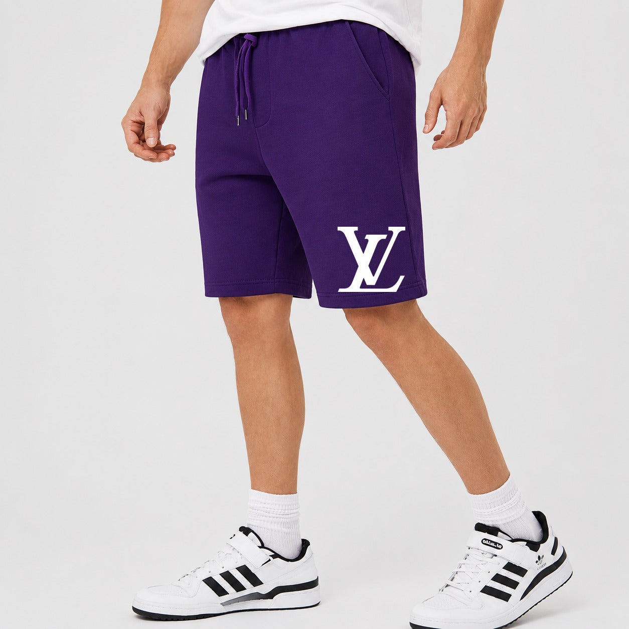 Men's Louis Vuitton White Cotton Shorts - Purple