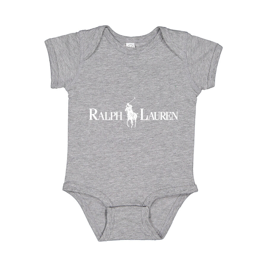 Polo Ralph Lauren White Logo Baby Romper Onesie - Gray