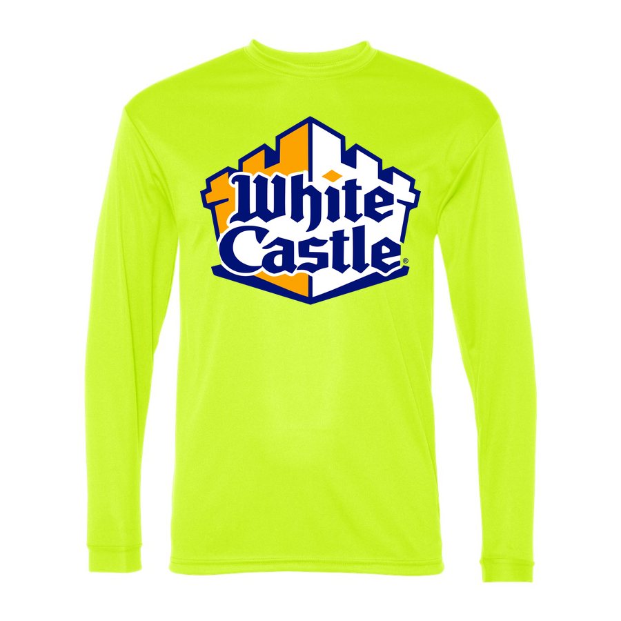 Men's White Castle Polyester Long Sleeve T-Shirt - Safety Yellow